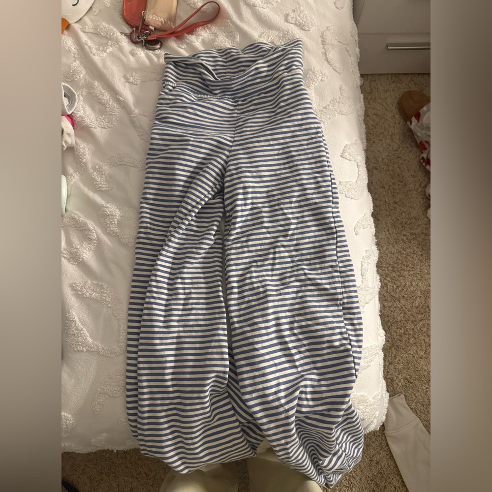 edikted Blue and White Striped fold over pants